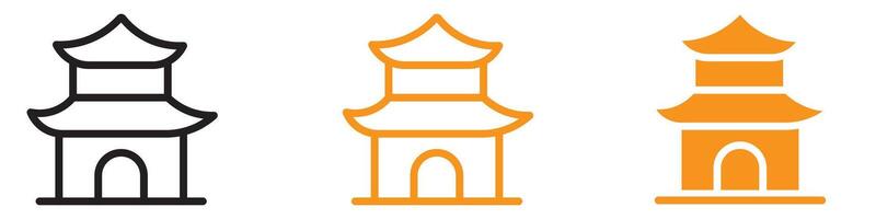 Chinese Temple Icon Symbolizing Ancient Cultural Heritage Sites, Tourist Attractions, and Asian Architecture for Travel Promotions vector