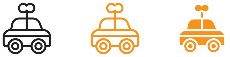 Clockwork Car Toy Icon Showcasing Mechanical Toys for Children, Retro Gadgets, and Wind-Up Toys for Play and Learning vector