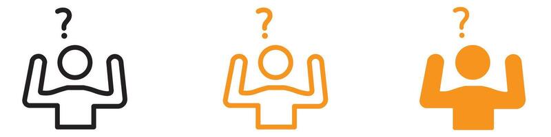 Confusing Man Icon Depicting Decision-Making Challenges, Uncertainty in Business Strategies, and Psychological Stress Management for Professionals vector