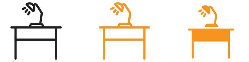 Organized Desk with Lamp Icon for Office and Workspace Themes Essential for Productivity and Home Office Setup Illustrations vector