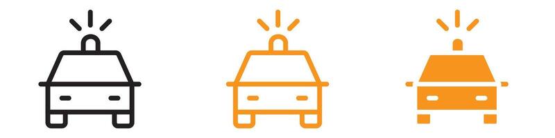 Alert Flashing Police Car Icon for Emergency and Law Enforcement Graphics Essential for Representing Police Presence and Emergency Response vector