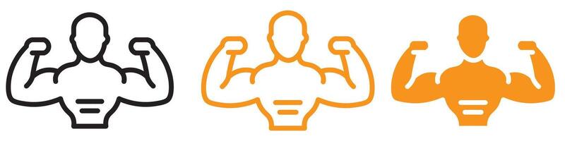 Strong Man with Muscles Icon for Fitness and Bodybuilding Graphics Ideal for Representing Muscle Strength and Fitness Achievements vector