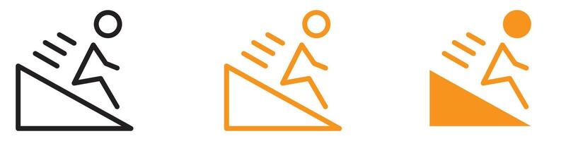 Fun Man Sliding on Slope Icon for Winter Sports and Recreation Graphics Ideal for Representing Sledding and Snow Activities vector