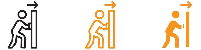 Active Person Pushing Door Icon for Movement and Action Graphics Perfect for Representing Door Opening and Physical Action vector