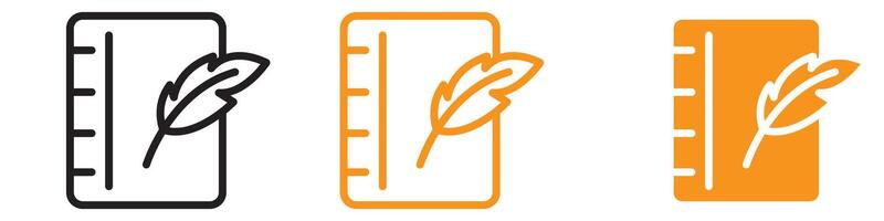 Vintage Quill Pen and Notebook Page Icon for Writing and Literature Graphics Perfect for Representing Writing and Literary Activities vector