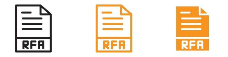 Digital RFA File Icon for Document Management and File Formats Graphics Perfect for Representing RFA Files and Document Handling vector
