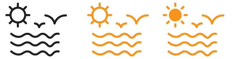 Coastal Sea with Seagull Icon for Nature and Maritime Graphics Ideal for Representing Seaside Scenes and Marine Wildlife vector
