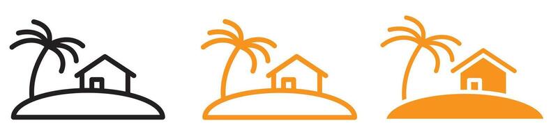 Exotic Tropical Isle Resort Icon for Travel and Vacation Graphics Perfect for Representing Tropical Resorts and Island Getaways vector