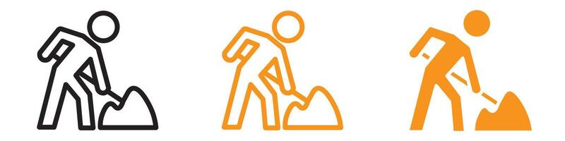 Hardworking Worker Digging Icon for Construction and Labor Graphics Essential for Representing Manual Labor and Construction Work vector