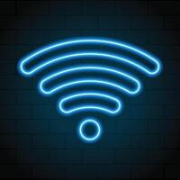 Wifi signal icon in neon style. Wifi signal icon. Web network connect logo sign. Retro sign with glowing neon. illustration vector