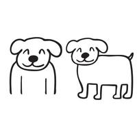 Cute happy smiling dog. Simple outline design. Hand drawn illustration on white background. vector