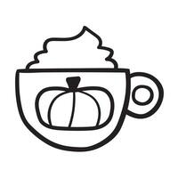 Big cup with pumpkin spice latte. Outline icon. Black color illustration on white background. vector