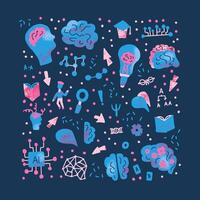 Cognitive science concept. Set of elements. vector