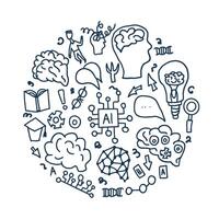 Cognitive science concept. Set of elements. vector