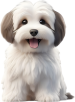Adorable Fluffy Havanese Dog Cartoon clipart illustration. AI-generated. png
