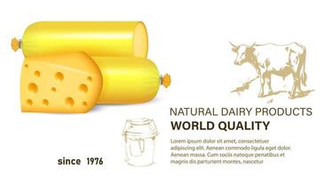 realistic sausage cheese packaging. Design template for the layout, close-up, isolated, front view. vector