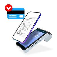 Realistic 3d Payment Wi-Fi Machine, Smarthone. POS Terminal. vector