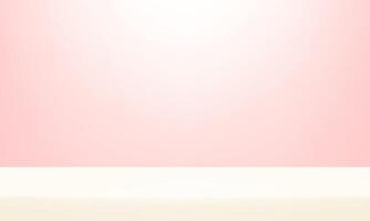 Pink and cream wall Background. Minimal 3d shelf. Room in the 3d. Space for selling products on the website. Pink Background Empty Room Studio with table. illustration. vector