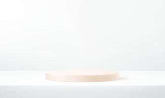 White studio room background. White background 3d with beige, cream podium. Empty room with light effect. Space for selling products on the website. Round stage for showcase. illustration vector