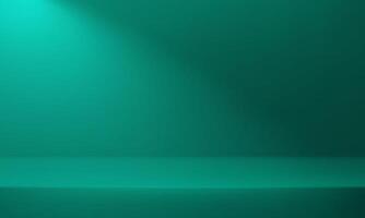 Green Studio background. Dark green Background Empty Room Studio with table. Empty room with light shadow. Space for selling products on the website. illustration. vector