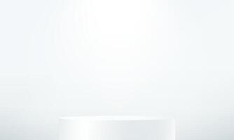 White studio room background. White background 3d with podium. Space for selling products on the website. Empty room with spotlight effect. illustration. vector