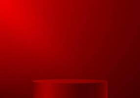 Dark red color studio room background. Red color background 3d with podium. Space for selling products on the website. illustration. vector