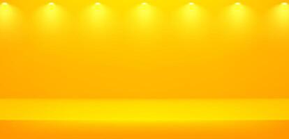 Empty yellow studio room background. Yellow background. Space for selling products on the website. Empty room with spotlight effect. illustration. vector