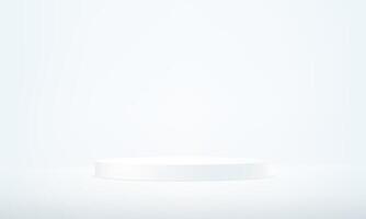 White studio room background. 3D abstract studio room with pedestal podium. Space for selling products on the website. Empty room with light effect. illustration. vector
