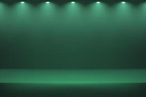 Empty green studio room background. Dark green background. Space for selling products on the website. Empty room with spotlight effect. illustration. vector