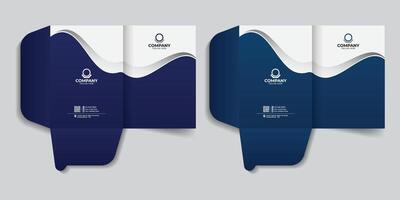 Report cover and file folder design with dark blue gradient color. For your business, business document folder, report cover and presentation folder template design. vector
