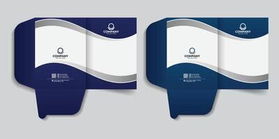 Report cover and file folder design with dark blue gradient color. For your business, business document folder, report cover and presentation folder template design. vector