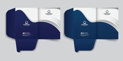 Report cover and file folder design with dark blue gradient color. For your business, business document folder, report cover and presentation folder template design. vector