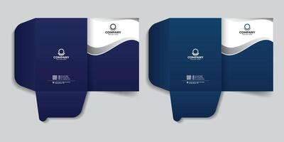 Report cover and file folder design with dark blue gradient color. For your business, business document folder, report cover and presentation folder template design. vector