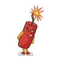 Illustration of explosive dynamite with a sly face vector