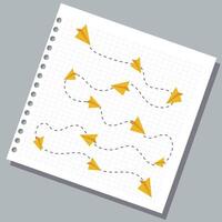 a paper plane flying background. Line paper airplane seamless pattern vector