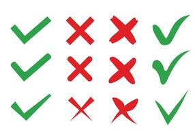 Check mark and cross symbols. Check mark stickers vector