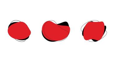 Three red and black objects are shown on a white background Black And Red Colored Abstract Blobs vector