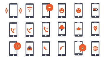 Phone icons with different themes vector