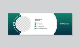 Modern creative email signature design or email footer template, professional corporate business email signature, fully editable with gradient color, minimal social media cover vector