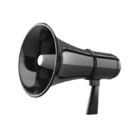 3D Rendering of black megaphone on transparent Background Generative-AI png