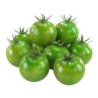 Green tomatoes seen in closeup isolated on transparent Background Generative-AI png