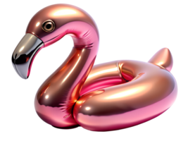 Isolated flamingo cut out on a transparent background. Pink inflatable rings, gold and pink glossy flamingos and a pool ball. 3d icons inflatable flamingos. Summer toys for the beach or pool. png