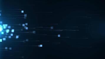 Digital background with particles and geometric shapes, data analysis technologies, network connection, big data, Computer Technology Concept. Seamless loop video