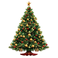 gegenereerd ai een Kerstmis boom met een rood bal Aan het png