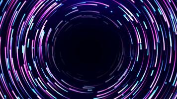 Beautiful spiral light with movement of bright neon lines and glowing stripes. Neon particles rotate in a spiral. video
