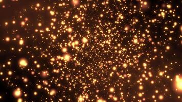 Abstract background of glowing glitter particles. Space night colorful scene.digital science background 4K animation, seamless loop, flying through space. video