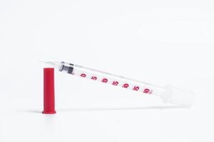 Medical syringe isolated on a white background. photo