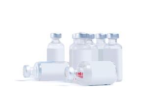 Vaccine medical vials isolated on white background. photo