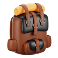 3d rendering camping icon concept. 3d render backpack png