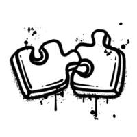 Two Interlocking Puzzle Pieces with Graffiti Spray Paint Splatter vector